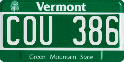 VT license plate COU386