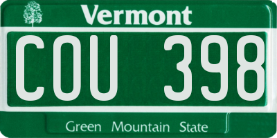 VT license plate COU398