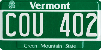 VT license plate COU402