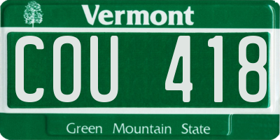 VT license plate COU418