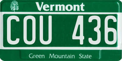 VT license plate COU436