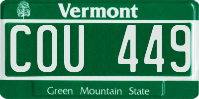 VT license plate COU449