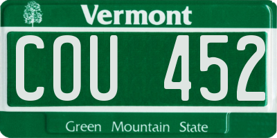 VT license plate COU452