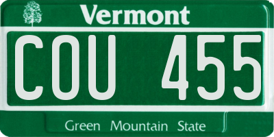 VT license plate COU455