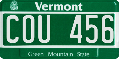 VT license plate COU456