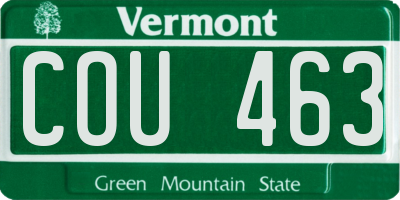 VT license plate COU463