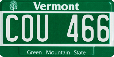 VT license plate COU466