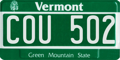 VT license plate COU502