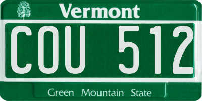 VT license plate COU512