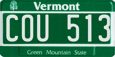 VT license plate COU513