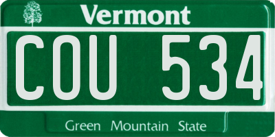 VT license plate COU534