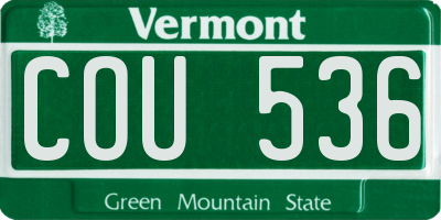 VT license plate COU536