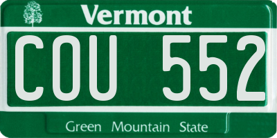 VT license plate COU552