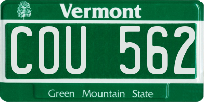 VT license plate COU562