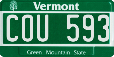 VT license plate COU593