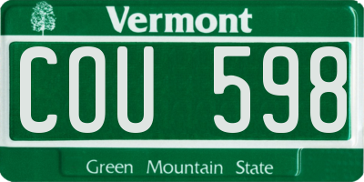 VT license plate COU598
