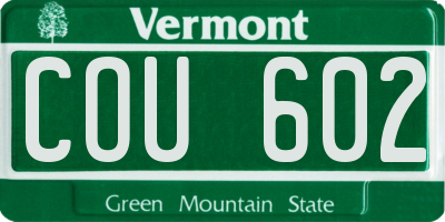 VT license plate COU602