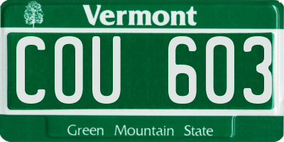 VT license plate COU603