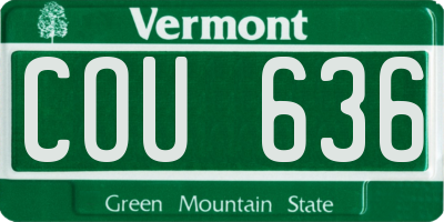 VT license plate COU636