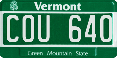 VT license plate COU640