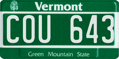 VT license plate COU643