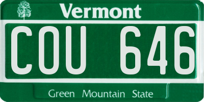 VT license plate COU646