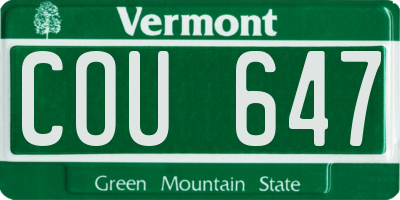 VT license plate COU647