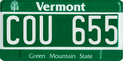 VT license plate COU655