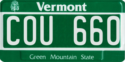 VT license plate COU660