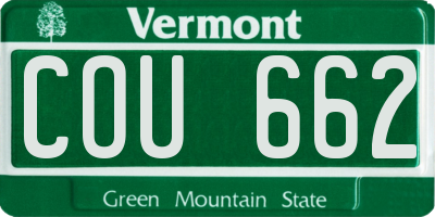 VT license plate COU662