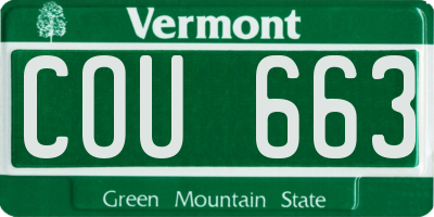 VT license plate COU663