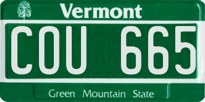 VT license plate COU665