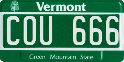 VT license plate COU666