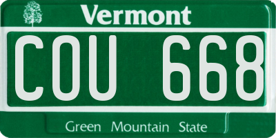 VT license plate COU668