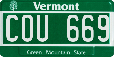 VT license plate COU669