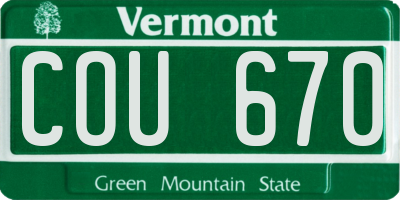 VT license plate COU670