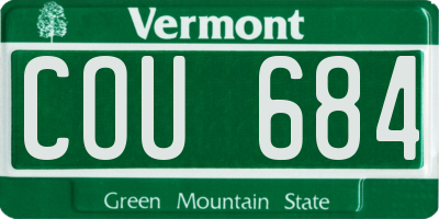 VT license plate COU684