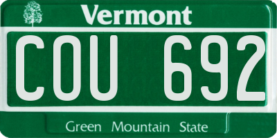 VT license plate COU692