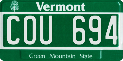 VT license plate COU694