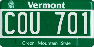 VT license plate COU701