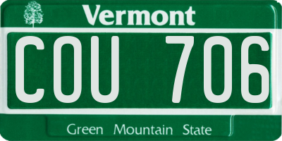VT license plate COU706