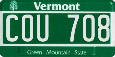 VT license plate COU708
