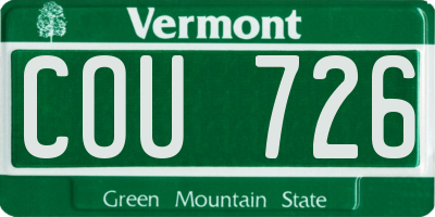 VT license plate COU726
