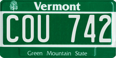 VT license plate COU742