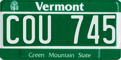 VT license plate COU745