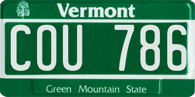 VT license plate COU786