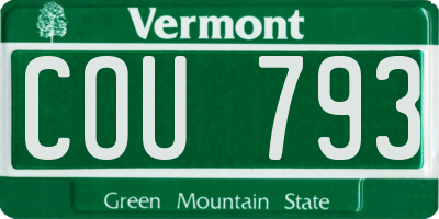 VT license plate COU793