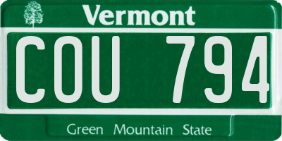 VT license plate COU794