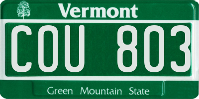 VT license plate COU803