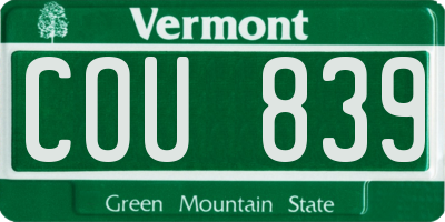 VT license plate COU839